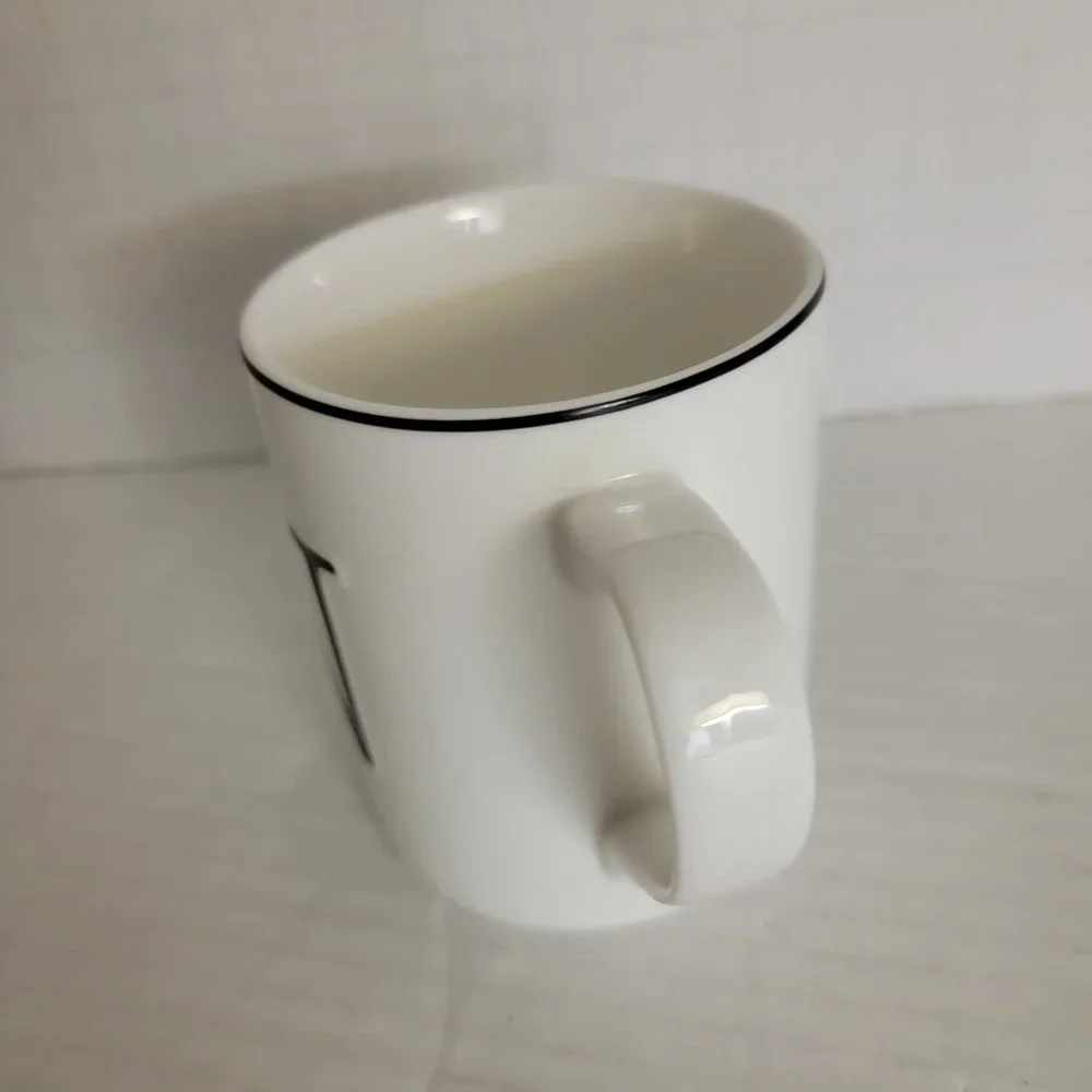WILLIAMS SONOMA Initial Mug Letter “N” Monogram Coffee Tea Cup White Black
